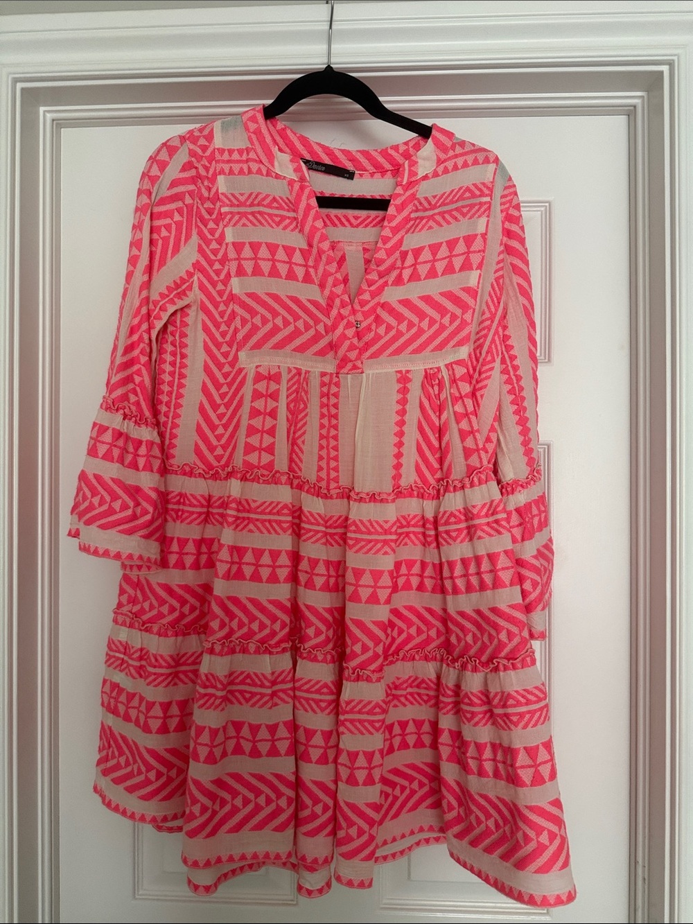 Women's Mini Dress - Neon Pink Geometric Print